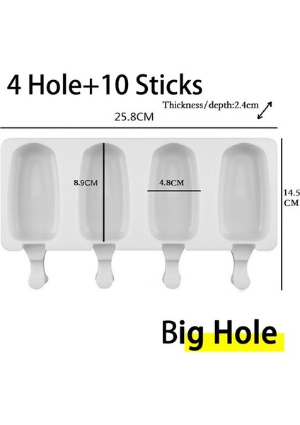 4 Delikli Büyük 4/8 Delik Buz Kalıbı Buz Küpü Tepsi Silikon Dondurma Kalıbı Kek Kalıbı Tatlı Dıy Mutfak Gereçleri Aksesuarları Kalıp Helado (Yurt Dışından)