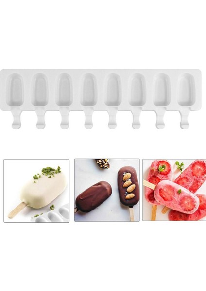 08 4/8 Delik Silikon Dondurma Formları Popsicle Kalıpları Dıy Ev Yapımı Tatlı Dondurucu Meyve Suyu Buz Pop Küp Makinesi Kalıp Sopalarla (Yurt Dışından) indirimleri