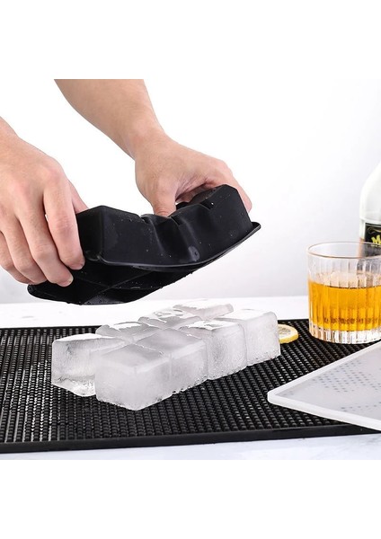 4 Izgaralar Büyük Buz Kalıbı Kalıp Kutusu Büyük Gıda Sınıfı Silikon Buz Küpü Kare Tepsi Kalıp Diy Bar Pub Şarap Buz Blokları Makinesi Modeli (Yurt Dışından)