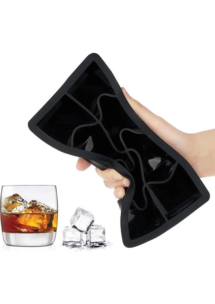 4 Izgaralar Büyük Buz Kalıbı Kalıp Kutusu Büyük Gıda Sınıfı Silikon Buz Küpü Kare Tepsi Kalıp Diy Bar Pub Şarap Buz Blokları Makinesi Modeli (Yurt Dışından)