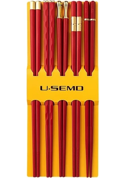 5 Pairs-05 5 Pairs Çubuk Seti Sofra Takımı Kırmızı Koyu Yeşil Siyah Suşi Sopa Kaymaz Yüksek Sıcaklığa Dayanıklı Yeniden Kullanılabilir Gıda Sopa Hediye (Yurt Dışından)