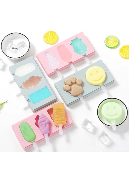 Bir Behogar Sevimli Yeniden Kullanılabilir Yumuşak Silikon Dıy El Yapımı Dondurma Pop Popsicle Maker Kalıp Kalıp Sopalarla Kapak Ev Mutfak Aletleri Için (Yurt Dışından)