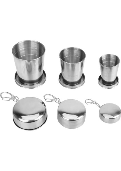 240ML Paslanmaz Çelik Katlanır Bardak Taşınabilir Su Içme Bardağı Geri Çekilebilir Teleskopik Katlanabilir Bardaklar Açık Seyahat Için Anahtarlık ile (Yurt Dışından)