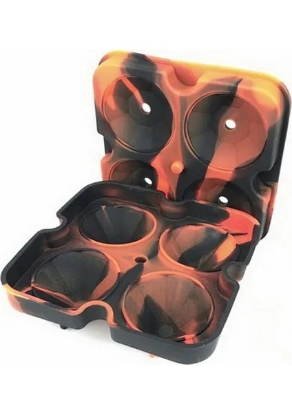 Turuncu ve Siyah Tepsi Viski Topu Makinesi Dondurma Kalıp Formu Çikolata Kalıp Elmas Silikon Buz Küpleri 4 Adet Bira Kırmızı Şarap Buz Küpleri (Yurt Dışından)