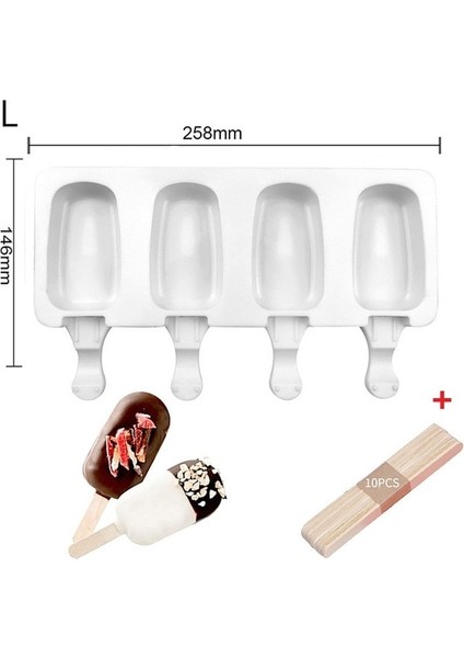 L 10 Adet Sopa ile 2022 Silikon Dondurma Kalıbı Tahta Sopalarla Magnum Kek Kalıbı Kedi Paw Kalp Buz Pop Küp Popsicle Kalıpları Makinesi Dıy Buz Formu (Yurt Dışından)