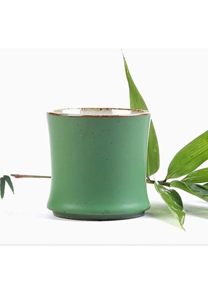 B Resim Olarak-1 Adet Bambu Su Bardağı Büyük Kapasiteli Kupa Seramik Çay Bardağı Yeşil Retro Seramik Bardak Ofis Bahçe Çay (Yurt Dışından)