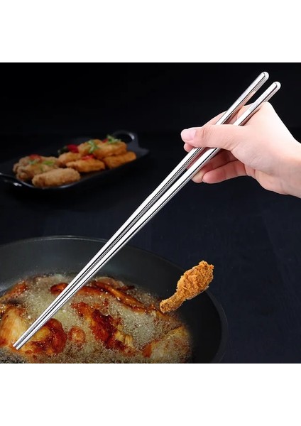 36CM Çubuklarını 1 Çift 36CM Paslanmaz Çelik Metal Uzun Çubuklarını Mutfak Pişirme Araçları Derin Yağda Kızartılmış Erişte Çin Çubuklarını (Yurt Dışından)
