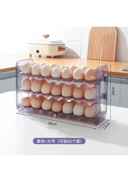 Mor 42 Otomatik Haddeleme Yumurta Kutusu Çok Katmanlı Raf Tutucu Buzdolabı Için Taze Tutma Kutusu Yumurta Sepeti Saklama Kapları Mutfak Organizatörleri (Yurt Dışından)
