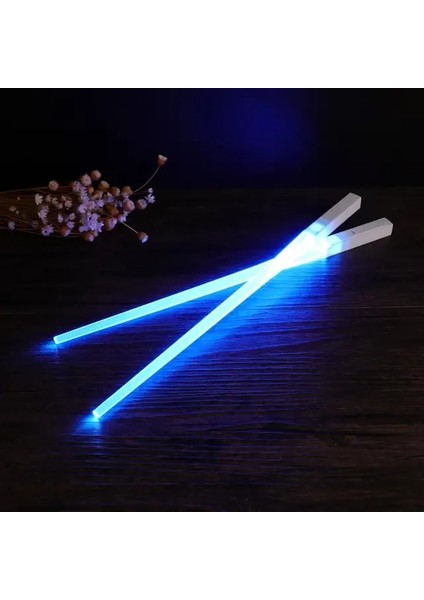 Yemek Çubukları Mavi 1 Çift LED Işın Kılıcı Yemek Çubukları Işıklı LED Işın Kılıcı Yemek Çubukları Mutfak Aletleri Taşınabilir Gıda Güvenli LED Yemek Çubukları (Yurt Dışından)