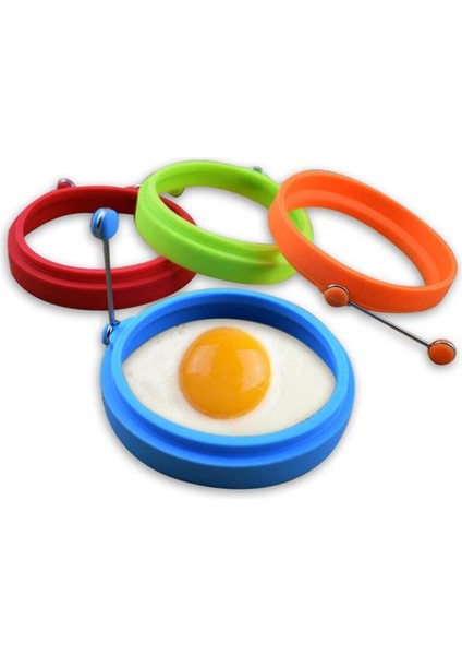 Kırmızı 4 Renk Silikon Kızarmış Yumurta Gözleme Halkası Omlet Kızarmış Yumurta Yuvarlak Şekillendirici Yumurta Kalıp Pişirme Kahvaltı Kızartma Tavası Fırın Mutfak (Yurt Dışından)