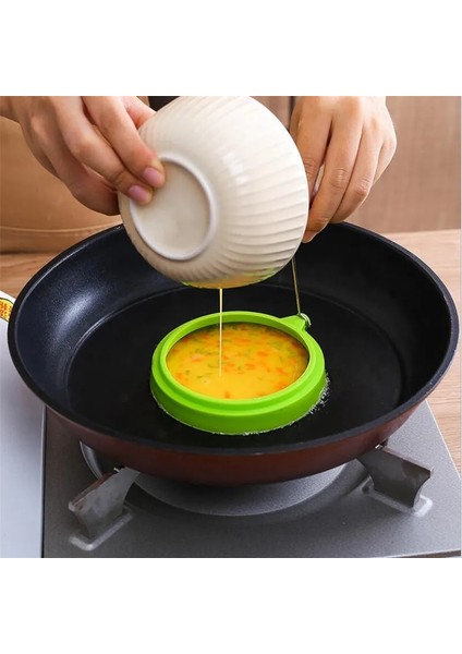 Kırmızı 4 Renk Silikon Kızarmış Yumurta Gözleme Halkası Omlet Kızarmış Yumurta Yuvarlak Şekillendirici Yumurta Kalıp Pişirme Kahvaltı Kızartma Tavası Fırın Mutfak (Yurt Dışından)