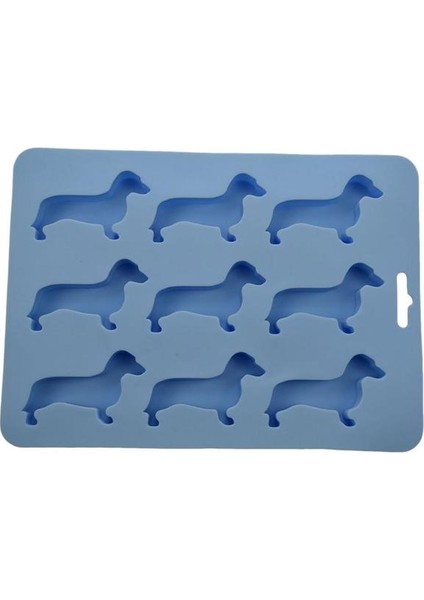 Mavi Buz Tepsisi Tatlı Kalıbı Gıda Sınıfı Esnek Isıya Dayanıklı 9 Boşluk Kolay Kalıptan Çıkarma Buz Yapma Süper Yumuşak Dachshund Köpek Şekilli P (Yurt Dışından)