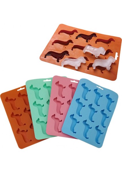 Mavi Buz Tepsisi Tatlı Kalıbı Gıda Sınıfı Esnek Isıya Dayanıklı 9 Boşluk Kolay Kalıptan Çıkarma Buz Yapma Süper Yumuşak Dachshund Köpek Şekilli P (Yurt Dışından) modelleri