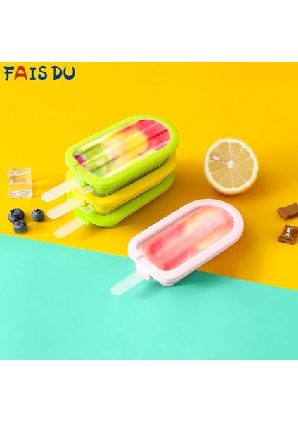 Göl Mavi Faıs Du Istiflenebilir Dondurma Kalıp Yeniden Kullanılabilir Silikon Popsicle Kalıpları Kapaklı ve Sopa Dıy Ev Yapımı Parti Buz Küpü Mutfak Aletleri (Yurt Dışından) fiyatları