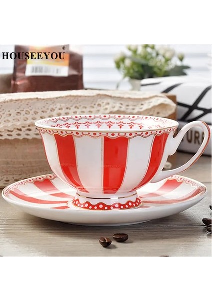 Kırmızı Houseeyou Avrupa Gökkuşağı Kemik Çini Kahve Fincanı Çay Fincanı Tabak Seti Yaratıcı Seramik Bardak Gelişmiş Porselen Sevgililer Çay Bardağı (Yurt Dışından)