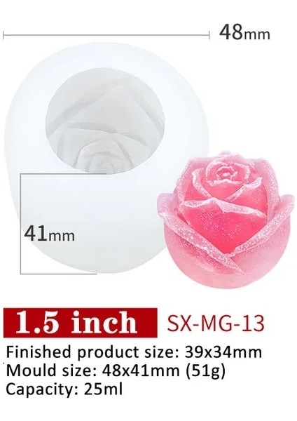 1.5 Inç Gül Çiçek Buz Küpü Silikon Kalıp Buz Topu Makinesi Dıy Çikolata Pasta Pişirme Kek Dekor Viski Kokteyller Buz Hokeyi Kalıp (Yurt Dışından)