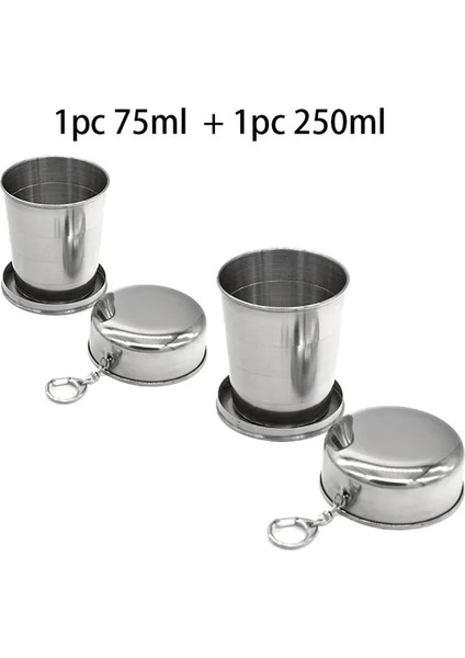 75ML 250ML 75ML Paslanmaz Çelik Katlanır Bardak Paslanmaz Çelik Katlanır Geri Çekilebilir Bardak Katlanır Bardak Blackjack Fincan Çay Fincanları Teaware Katlanır Cam (Yurt Dışından)