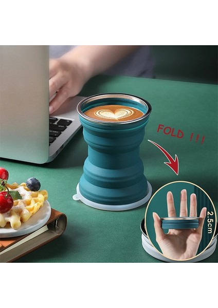 Mavi 320 ml Açık Isıya Dayanıklı Katlanabilir Kapaklı Kupa Katlanabilir Seyahat Içecek Bardakları Kamp Için Taşınabilir Silikon Katlanır Su Bardağı (Yurt Dışından)