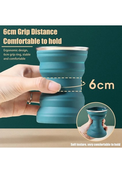 Mavi 320 ml Açık Isıya Dayanıklı Katlanabilir Kapaklı Kupa Katlanabilir Seyahat Içecek Bardakları Kamp Için Taşınabilir Silikon Katlanır Su Bardağı (Yurt Dışından)
