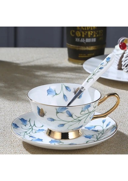 Stil 6 Porselen Kemik Çini Kahve Fincan ve Çay Tabağı Lüks Vintage Seramik Çay Takımları Modern Bardak Cafe Mutfak Eşyaları Drinkware Hediye (Yurt Dışından)