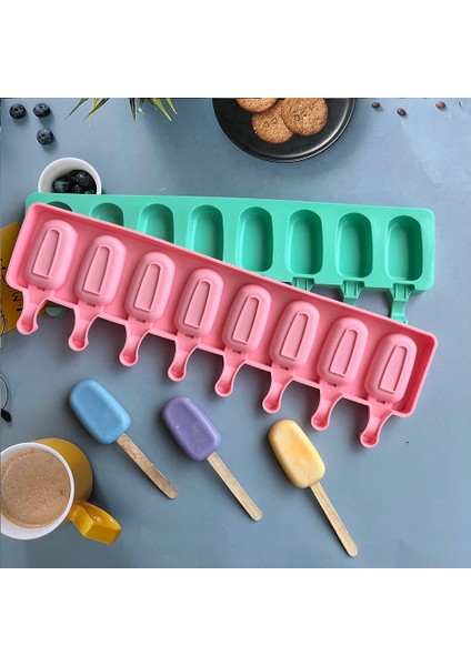 50 Adet Çubuk 8-Kavite Silikon Dondurma Kalıp Elmas Küçük Oval Dıy Ev Yapımı Popsicle Kalıpları Tatlı Buz Pop Lolly Maker Yeniden Kullanılabilir Aracı (Yurt Dışından) indirimleri