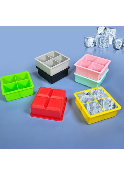 Şeffaf-4 Izgaralı 4 Izgaralı Buz Kalıbı Kapaksız Silikon Buz Yapım Makinesi Viski Kokteyli Için Buz Kalıbı Brendi Büyük Cubitera Buz Kalıbı Buz Kalıbı (Yurt Dışından)
