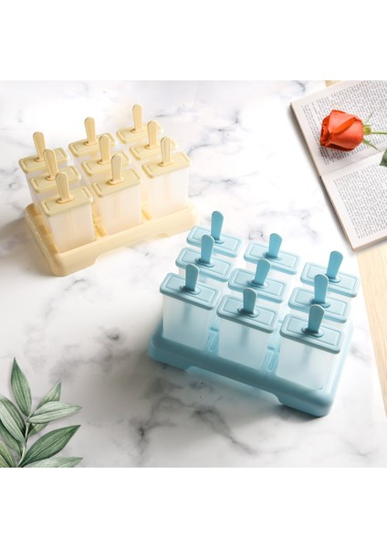 9 Delik-Bej Dondurma Popsicle Kalıp Dıy Dondurma Makinesi Plastik Çubuk ile Ev Yapımı Buz Kutusu Buz-Lolly Kalıp Buz Küpü Tepsisi Mutfak Aletleri (Yurt Dışından)