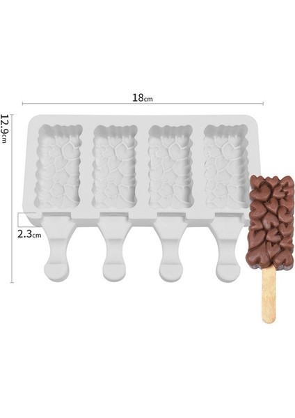 4 Hücreler-Büyük F Yeni Hücre Dondurma Silikon Kalıp Yaz Popsicle Kalıp Buz Pop Maker Meyve Suyu Dondurucu Buz Tepsisi Popsicle Kalıp Kek Pişirme Araçları (Yurt Dışından)