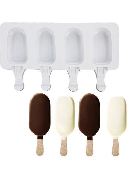 4 Hücreler-Büyük F Yeni Hücre Dondurma Silikon Kalıp Yaz Popsicle Kalıp Buz Pop Maker Meyve Suyu Dondurucu Buz Tepsisi Popsicle Kalıp Kek Pişirme Araçları (Yurt Dışından)