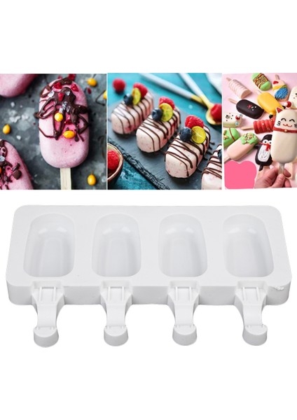 4 Hücreler-Büyük F Yeni Hücre Dondurma Silikon Kalıp Yaz Popsicle Kalıp Buz Pop Maker Meyve Suyu Dondurucu Buz Tepsisi Popsicle Kalıp Kek Pişirme Araçları (Yurt Dışından)