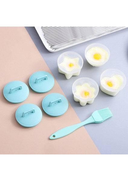 4 Adet Mavi A 4 Adet/takım Kalp Yumurta Kaynatıcı Kapaklı ve Fırça Pişirme Pişirme Aracı Yumurta Kalıp Formu Şekillendirici Omlet Kalıp Mutfak Alet Aksesuarları (Yurt Dışından)