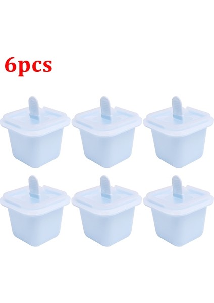 6 Adet Mavi Kare Buz Küpü Kalıpları Gıda Sınıfı Silikon Dondurma Kalıp Tepsisi ile Dondurma Çubuğu Dıy Jöle Puding Yaz Buzlu Içecek Topu Makinesi (Yurt Dışından) fiyatları