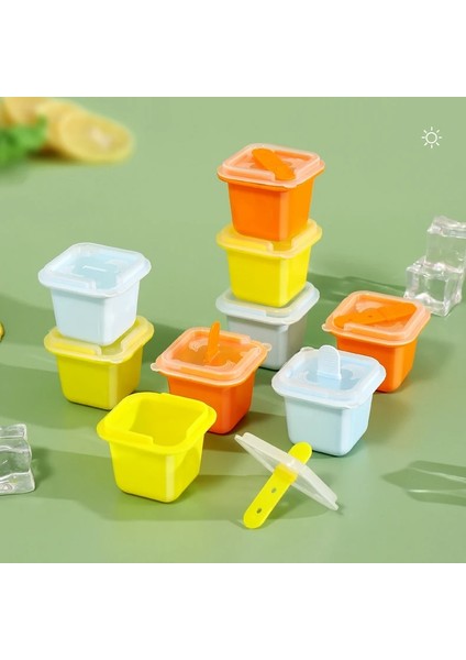 6 Adet Mavi Kare Buz Küpü Kalıpları Gıda Sınıfı Silikon Dondurma Kalıp Tepsisi ile Dondurma Çubuğu Dıy Jöle Puding Yaz Buzlu Içecek Topu Makinesi (Yurt Dışından) modelleri