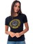 Bisiklet Yaka Baskılı Siyah Kadın T-Shirt 75PAHE05 2