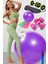 10 Lu Pilates Topu Seti Takımı 3 Lü Pilates Bandı Lastiği 1 kg Dambıl, Tekerlekli Spor Aleti Mor 1