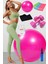 10 Lu Pilates Topu Seti Takımı 3 Lü Pilates Bandı Lastiği 1 kg Dambıl Zayıflama Kemeri Set Pembe 1