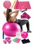 15 Li Pilates Seti Topu Pilates Bandı Dambıl Minder Atlama Ipi Twister Aerobik Kemer Ağırlık Pembe 1