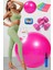 10 Lu Pilates Topu Seti Takımı 3 Lü Pilates Bandı Lastiği 1 kg Dambıl, Adımsayar Pedometre Pembe 1