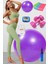 10 Lu Pilates Topu Seti Takımı 3 Lü Pilates Bandı Lastiği 1 kg Dambıl, Adımsayar Pedometre Mor 1