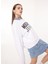 Jeans Bisiklet Yaka Düz Beyaz Kadın Sweatshırt J1714 1