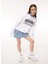 Jeans Bisiklet Yaka Düz Beyaz Kadın Sweatshırt J1714 3