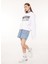 Jeans Bisiklet Yaka Düz Beyaz Kadın Sweatshırt J1714 4