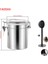 Gümüş 1400ML Paslanmaz Çelik Hava Geçirmez Kahve Kavanoz Teneke Kutu 700ML/1400ML Kahve Çekirdekleri Çay Kahve Konteyner Saklama Kabı Kaşıkla Set (Yurt Dışından) 1