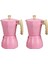 Pembe 2x Soba Üstü Espresso Makinesi - Moka Pot Kahve Makinesi Gazlı Veya Elektrikli Soba Üstü - 3 Bardak Espresso Shot Makinesi (Yurt Dışından) 2