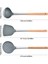 Spatula Mutfak Eşyası Yapışmaz Ahşap Saplı Çorba Kepçesi Kızartma Spatula Oluklu Kaşık Silikon Pişirme Mutfak Eşyaları (Yurt Dışından) 4