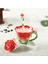 Kırmızı Noolım 3D Gül Kahve Fincanı Emaye Çay Bardağı Seti Kaşık Tabağı Yaratıcı Bardak Seramik Avrupa Kemik Çini Drinkware (Yurt Dışından) 3
