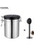Gümüş 1500ML Paslanmaz Çelik Hava Geçirmez Kahve Kavanoz Teneke Kutu 700ML/1400ML Kahve Çekirdekleri Çay Kahve Konteyner Saklama Kabı Kaşıkla Set (Yurt Dışından) 1