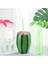 Yeşil 4 Adet Karpuz Cam Çocuk Bardak Kapakları Parti Iyilik Plastik Sippy Süslemeleri Hawaii Pipetler Seyahat (Yurt Dışından) 5