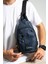 Unisex Keten Kumaş Su Geçirmez Çanta, Çapraz Askılı Omuz ve Göğüs Çantası, Body Bag, 3