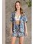 Saten Emprime Crop'lu 3'lü Pijama Takımı - 1210 1